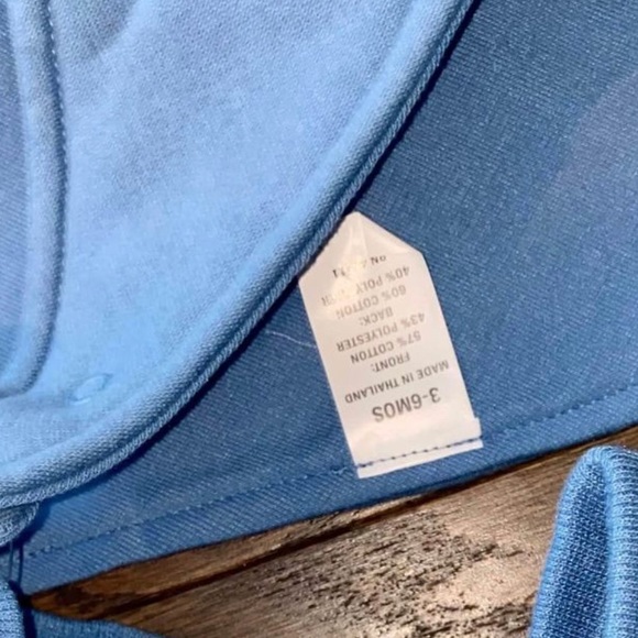 NEW 3-6 months 3 piece set sweatshirt sweatpants  bib blue walrus baby boy - Picture 5 of 5